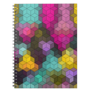 Abstract geometric modern hexagon shapes mosaic notebook