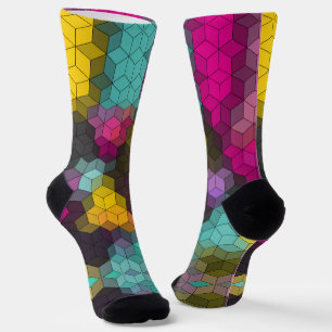 Abstract geometric modern hexagon shapes mosaic s socks