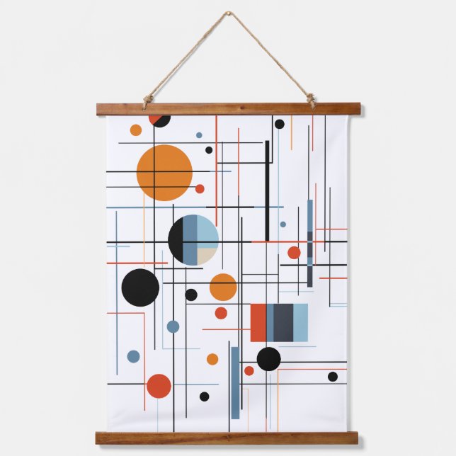 Abstract Geometric Modern Minimalist Lines Hanging Tapestry (Front)
