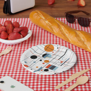 Abstract Geometric Modern Minimalist Lines Paper Plate