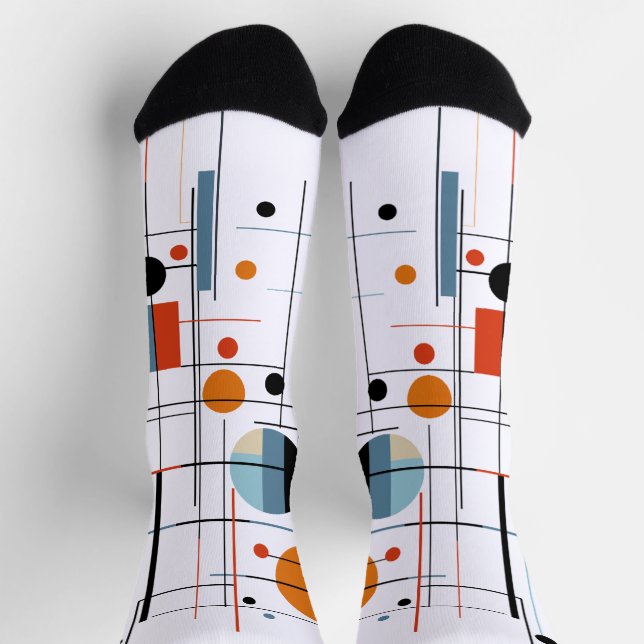 Abstract Geometric Modern Minimalist Lines Socks (Top)