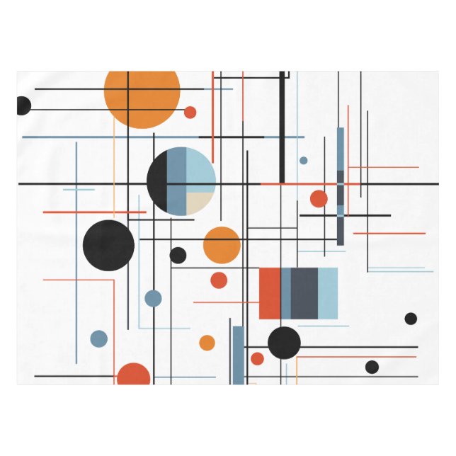 Abstract Geometric Modern Minimalist Lines Tablecloth (Front (Horizontal))