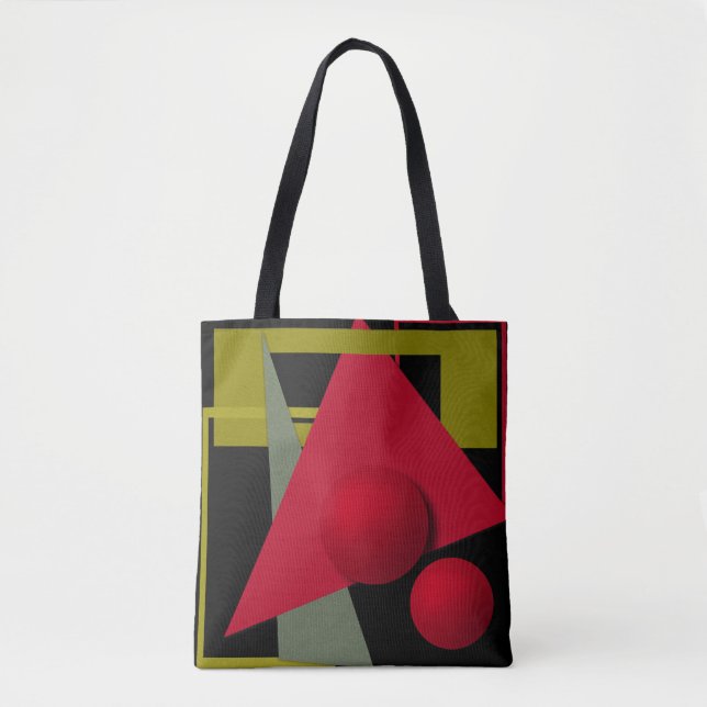Abstract geometric modern shapes triangles circles tote bag (Front)