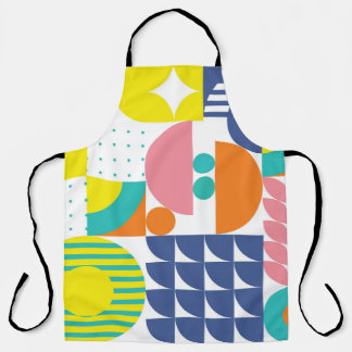 Abstract Geometric, Modern Vintage Shapes. Apron
