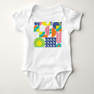 Abstract Geometric, Modern Vintage Shapes. Baby Bodysuit