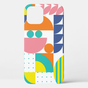 Abstract Geometric, Modern Vintage Shapes. iPhone 12 Case