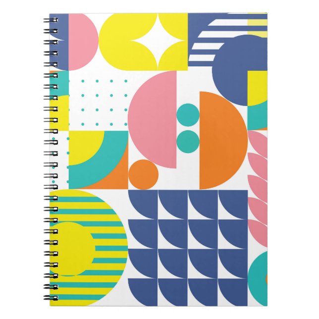 Abstract Geometric, Modern Vintage Shapes. Notebook (Front)