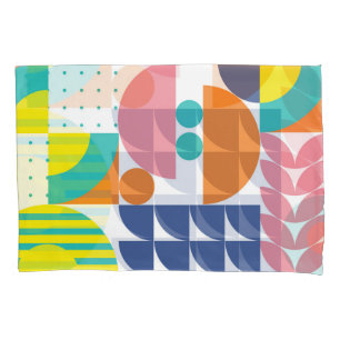 Abstract Geometric, Modern Vintage Shapes. Pillowcase