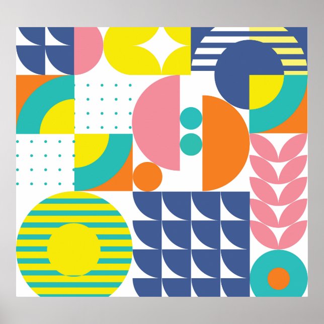 Abstract Geometric, Modern Vintage Shapes. Poster (Front)