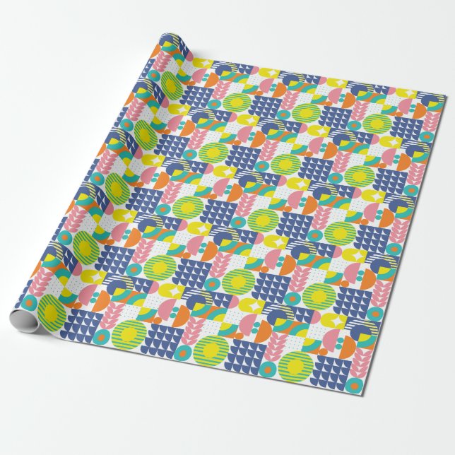 Abstract Geometric, Modern Vintage Shapes. Wrapping Paper (Unrolled)