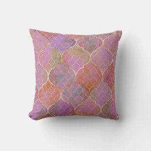 Abstract Geometric: Moroccan Gold Watercolor Cushion