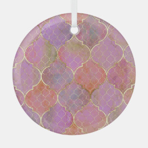 Abstract Geometric: Moroccan Gold Watercolor Glass Tree Decoration