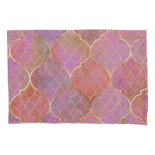 Abstract Geometric: Moroccan Gold Watercolor Pillowcase (Front)