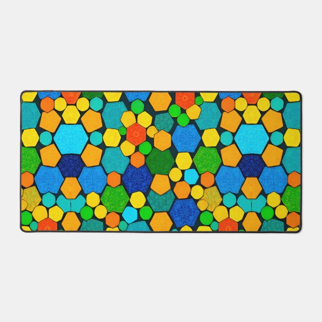 Abstract Geometric Mosaic Pattern Desk Mat (Front)