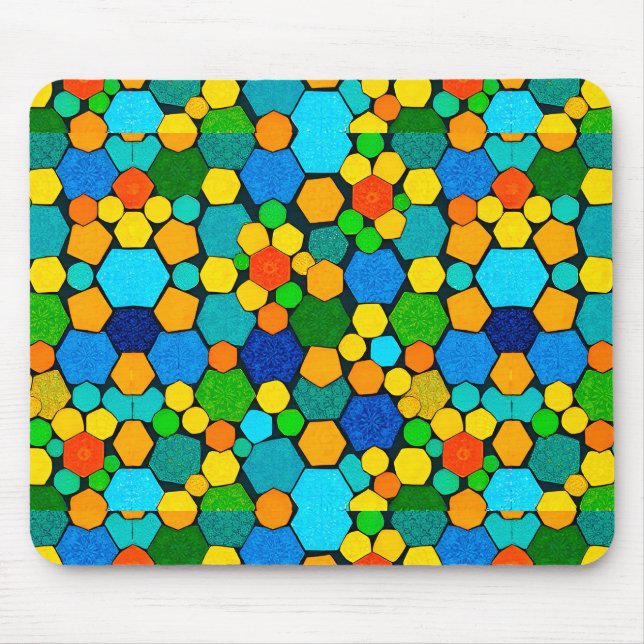 Abstract Geometric Mosaic Pattern Mouse Mat (Front)