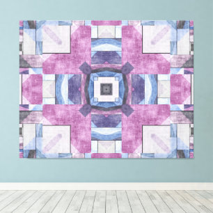 Abstract Geometric Mosaic Purple, Blue, and Grey Canvas Print