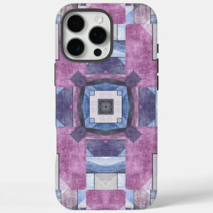 Abstract Geometric Mosaic Purple, Blue, and Grey iPhone 16 Pro Max Case