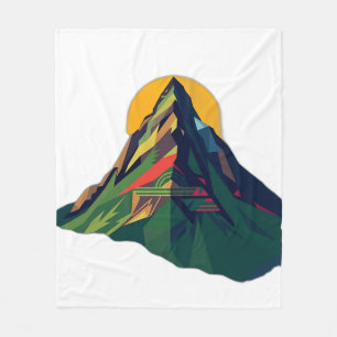 Abstract Geometric Mountain Landscape Fleece Blanket