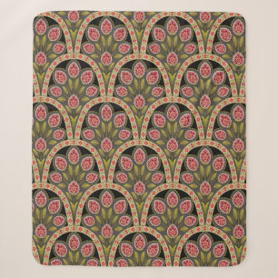 abstract Geometric mughal motif flower patternart, Sherpa Blanket