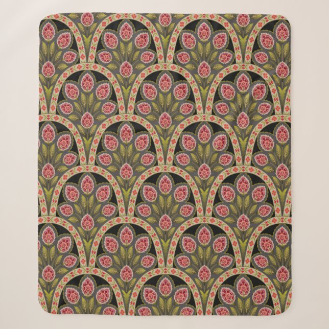 abstract Geometric mughal motif flower patternart, Sherpa Blanket (Front)