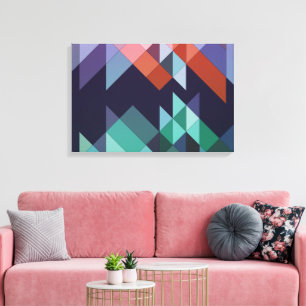 Abstract Geometric Navy Blue Green Brown Elegant Canvas Print