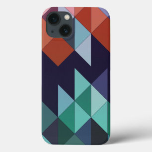 Abstract Geometric Navy Blue Green Brown Elegant  iPhone 13 Case
