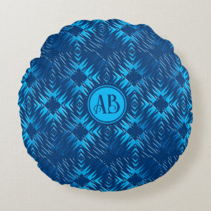 Abstract geometric navy pattern round cushion