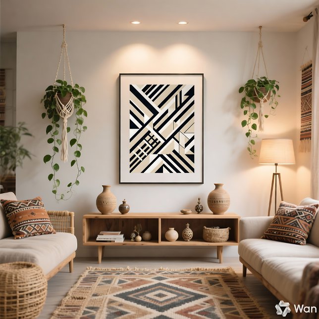 Abstract Geometric Neutral 3D Layers Canvas Print (Creator Uploaded)