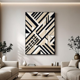 Abstract Geometric Neutral 3D Layers Poster
