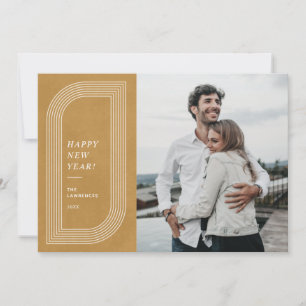 Abstract Geometric New Year's Photo Card - Gold