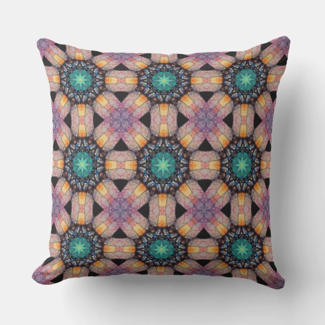 Abstract Geometric Octagonal Star Circle Pattern Cushion (Front)