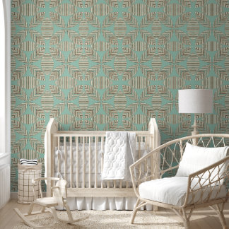 Abstract Geometric Op Art Floral Motif Wallpaper