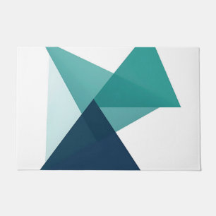 Abstract Geometric Origami Teal Blue Doormat