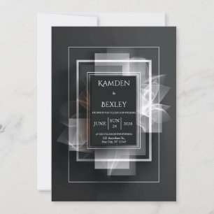 Abstract Geometric Overlap Black Wedding Invitation