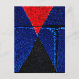 Abstract Geometric Painted Wall Red Blue Black Postcard