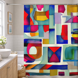Abstract Geometric Painting 1:1 Shower Curtain