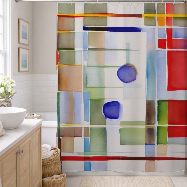 Abstract Geometric Painting Shower Curtain (Creator Uploaded)