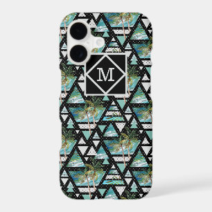 Abstract Geometric Palms & Waves Pattern