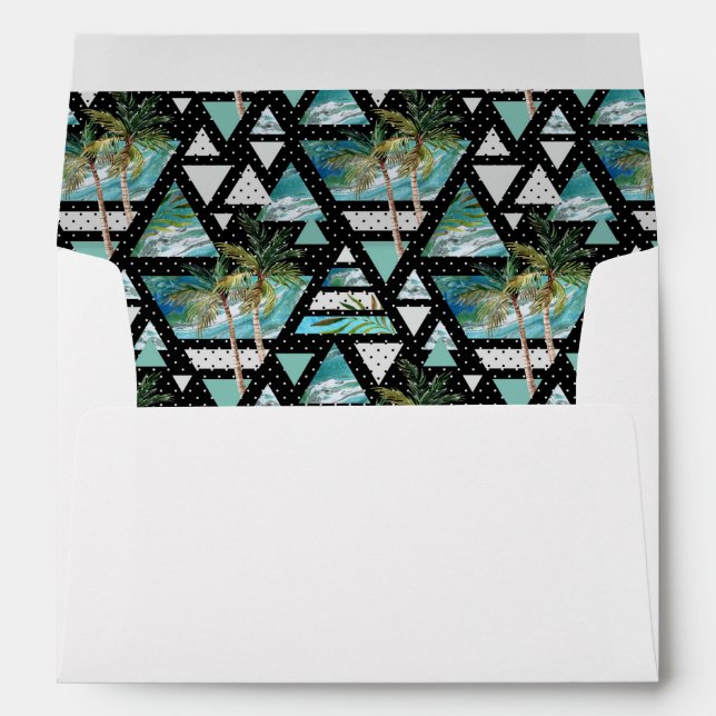 Abstract Geometric Palms & Waves Pattern Envelope (Back (Bottom))