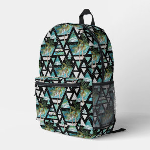 Abstract Geometric Palms & Waves Pattern Printed Backpack