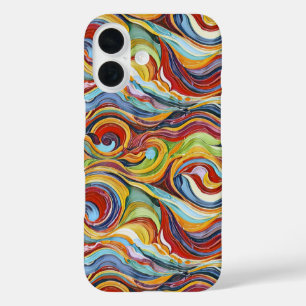 Abstract geometric pattern 39 with wavy lines iPhone 16 case