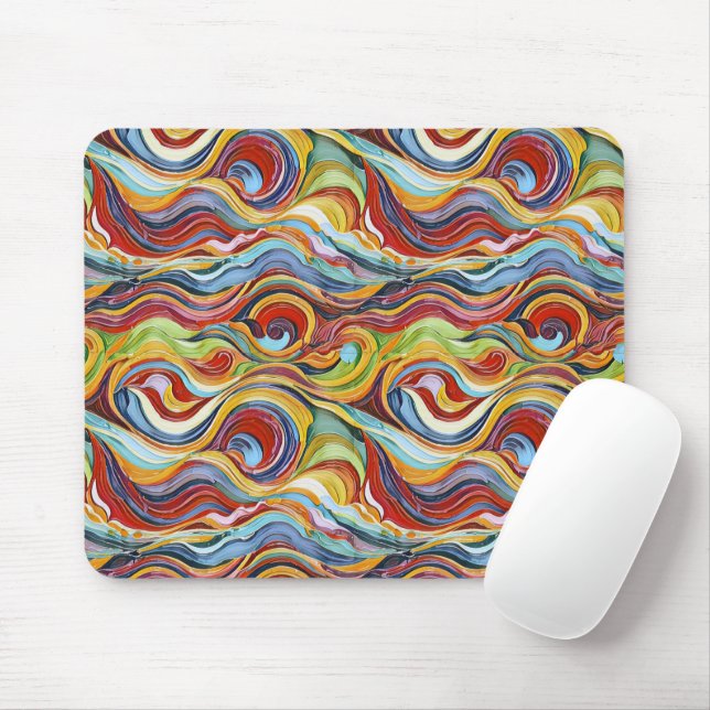 Abstract geometric pattern 39 with wavy lines mouse mat (With Mouse)