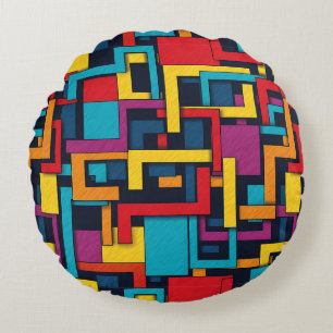 Abstract Geometric Pattern Abstract Modern  Round Cushion