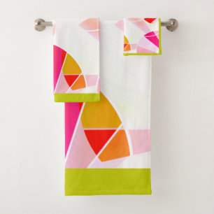 Abstract geometric pattern bath towel set