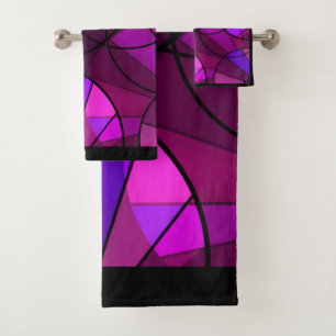 Abstract geometric pattern bath towel set