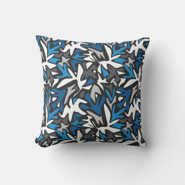 abstract, geometric, pattern, black and blue cushion (Front)