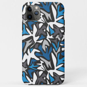 abstract, geometric, pattern, black and blue throw iPhone 11 pro max case