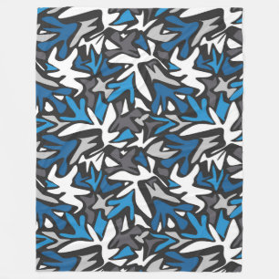 abstract, geometric, pattern, black and blue throw fleece blanket