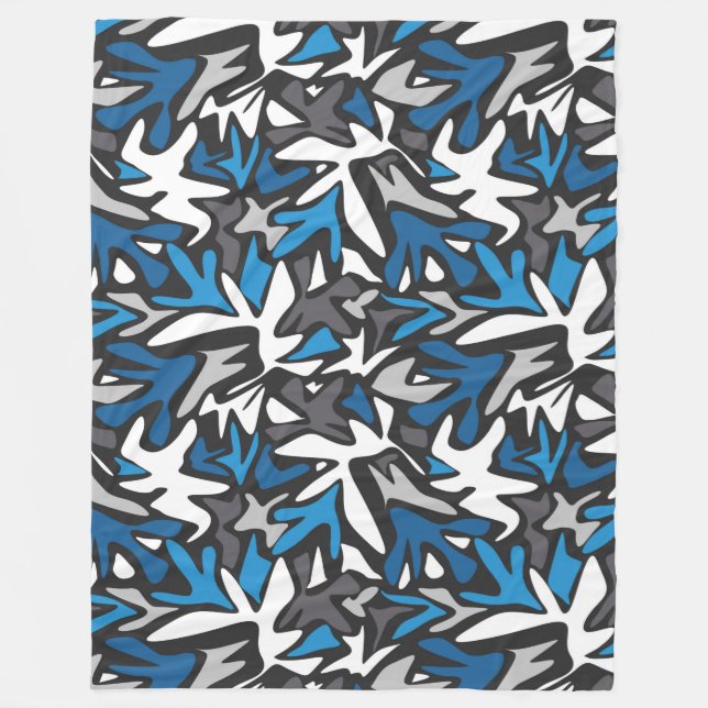 abstract, geometric, pattern, black and blue throw fleece blanket (Front)