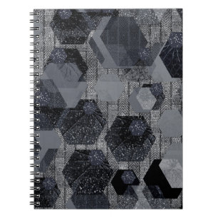 Abstract geometric pattern, black and gray . notebook